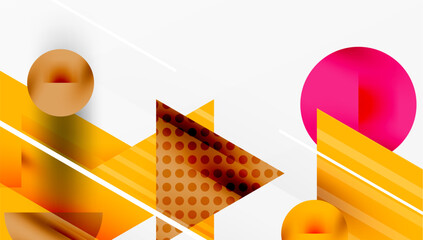 Modern Abstract Design with Overlapping Transparent Triangles and Circles