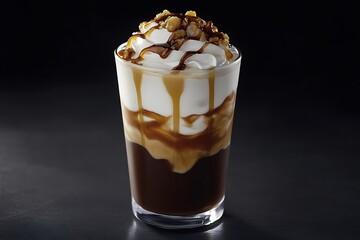 Refreshing Coffee Frapp&eacute; with Cream and Caramel Sauce Topping