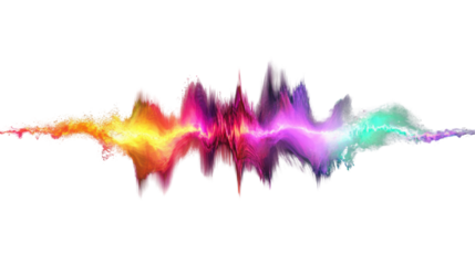 Colorful soundwave frequencies creating vibrant energy flow on transparent background