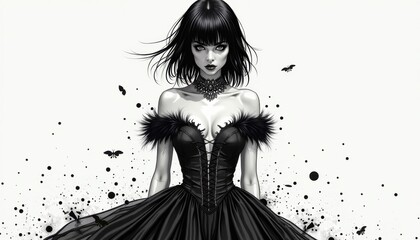Fototapeta premium Person with ghoulish glamour look for Halloween, blogs, education