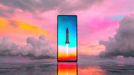 Smartphone Rocket Launch  Digital Startup  Innovation  Future Technology