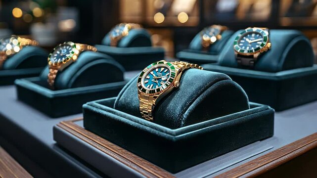 Luxury Watches Display: Exquisite Timepieces in a High-End Boutique