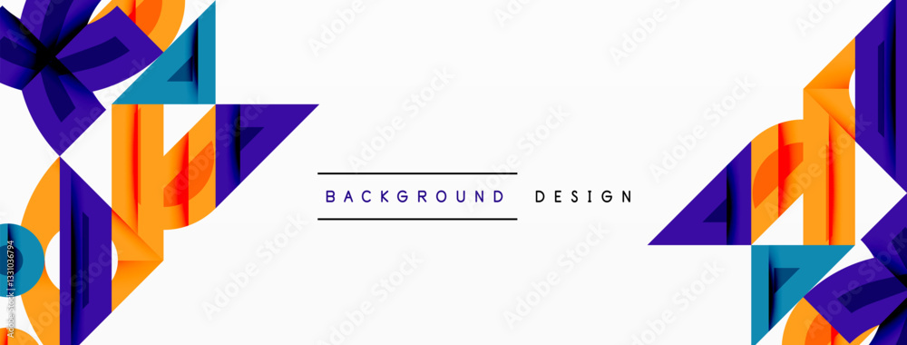 Aufkleber Abstract geometric background with shapes, featuring circular and rounded elements. Bold contrast, smooth gradients, dynamic composition, futuristic style