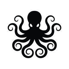 vector silhouette of a octopus silhouette symbol on white background