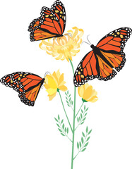 Monarch butterflies with flowers 1