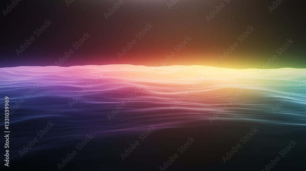 Poster abstract waves with a colorful gradient, creating a serene and tranquil atmosphere.