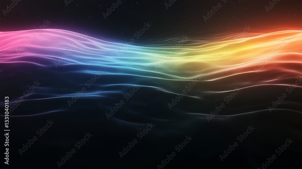 Poster Vibrant waves of color flowing through a dark background, creating a mesmerizing visual effect.