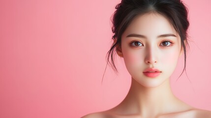 肌を気にする若い女性　美容イメージ　AI