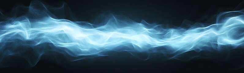 Naklejka premium Ethereal blue light waves swirling against a dark background, creating a mystical atmosphere.