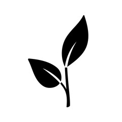 Silhouette of sprout with leaves. Illustration in flat style. Vector hand drawn illustration. Birth of a new life, beginning concept. Spring awakening of nature. Gardening concept. sprout icon