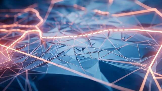  Intricate network of glowing lines and nodes representing a digital connection or data flow