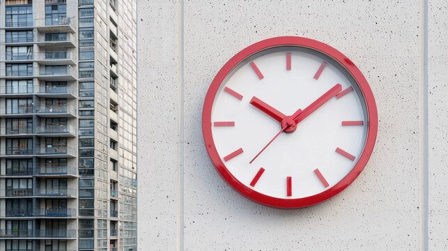 A clock face wiped clean, with its hands pointing toward prosperity instead of crisis, set against a backdrop of urban renewal