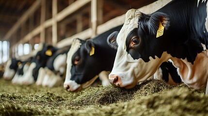 Dairy Cows Grazing in Barn