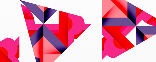 Fototapeta premium Circles, semi circles, squares and round triangles. Geometric mosaic style pattern abstract background for wallpaper, banner, backdrop, card, book Illustration, landing page