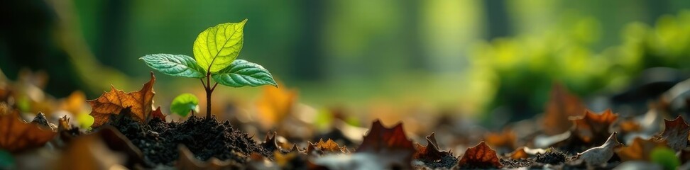 Bunchberry plant growing through decaying leaves, bunchberry, leaves