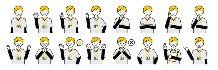 上半身のポーズセット_シンプルなナースの男性