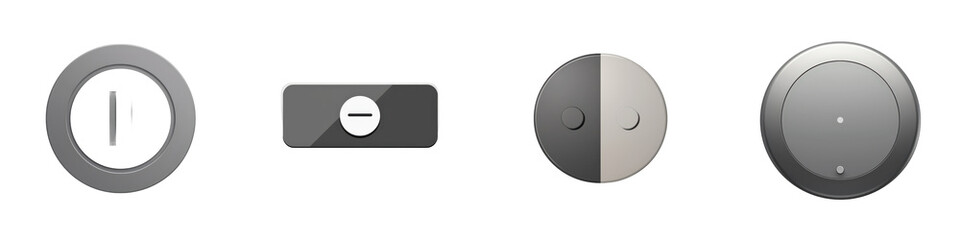 Four simple controllers icons placed next to each other on white background isolated on white or transparent