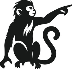 monkey pointing at something in the distance animal vector silhouette
