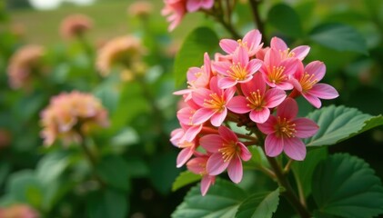 Dense clusters of anagiraceae flowers on a bush, flowers, greenery, spring
