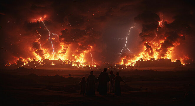 sodom and gomorrah being destroyed