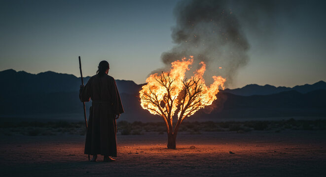 burning bush presenting itself to moses
