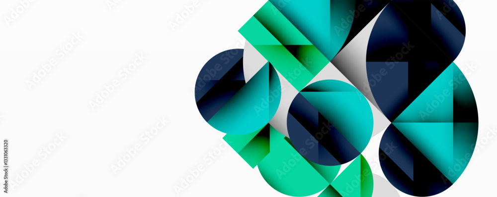 Aufkleber Modern abstract composition with layered circles and angular segments featuring gradients, transparency effects, and a structured geometric layout