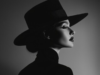 Elegant monochrome fashion portrait, timeless black and white styling, minimalist studio setup, sharp contrast, delicate textures, soft lighting, sophisticated aesthetic, high fashion look