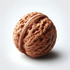 Fototapeta premium Close-up of whole walnut on white background, organic healthy nut, natural snack and nutrition concept.
