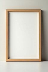 Simple Light Wooden Frame Mockup Neutral Background Clean Minimalist Design Elegant Picture Frame Empty Template Modern Photo Frame Blank Poster Frame