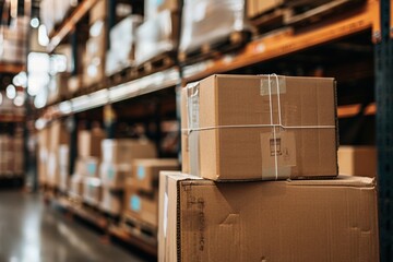 Aerial view of a shipping yard with containers and trucks organizing freight logistics. Concept of global trade, cargo transportation, and supply chain management...