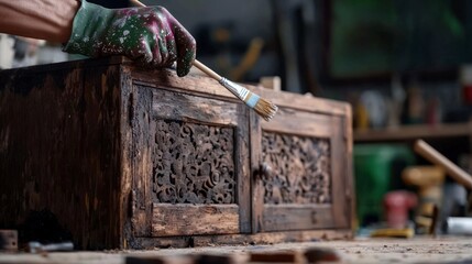 Restoring Antique Wooden Cabinet  DIY Home Renovation