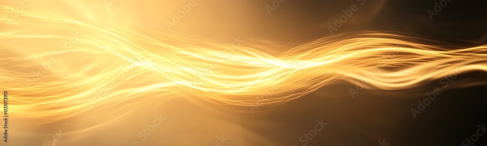 Poster Flowing golden light creating an abstract wave pattern.