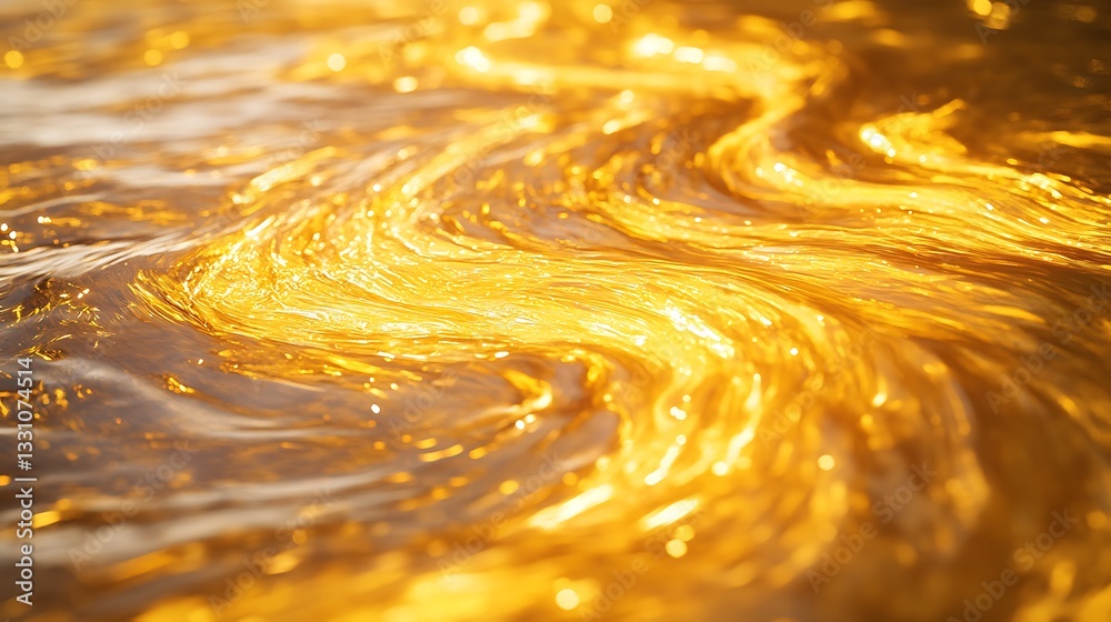 Aufkleber Shimmering golden water with swirling patterns reflecting light.