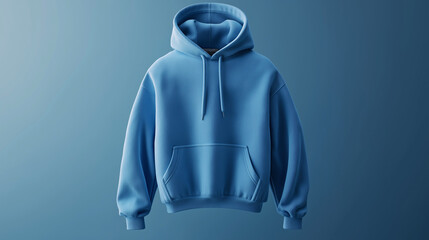 mockup display realistic blue hoodie plain