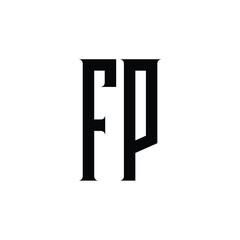 FP monogram logo design letter text name symbol monochrome logotype alphabet character simple logo