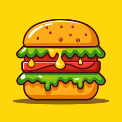 hamburger on white background