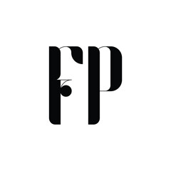 FP monogram logo design letter text name symbol monochrome logotype alphabet character simple logo