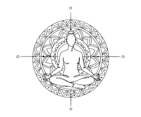 Mindfulness Line Art – Meditation and Yoga Minimalist Design