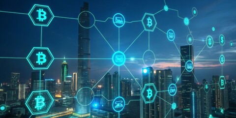 Cryptocurrency chart Bitcoin growth global financial market digital economy data ine graph analysis currency exchange investment blockchain future map international trading map international trading