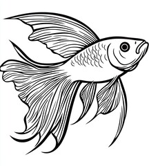 Fototapeta premium Elegant black and white betta fish illustration