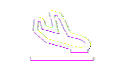 Icon plane arrival is distorted. Glitch. Noise, chromatic aberration, geometric distortion