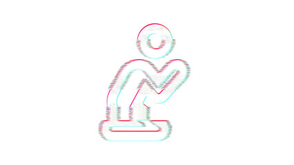 Icon pray is distorted. Glitch. Noise, chromatic aberration, geometric distortion