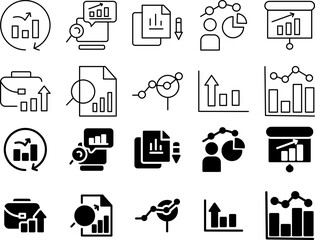 Analytics Icon Set - Data Analysis and Business Insights