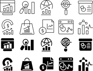Analytics Icon Set Featuring Data Visualization