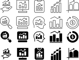 Analytics Icon Set Simple Thin Vector