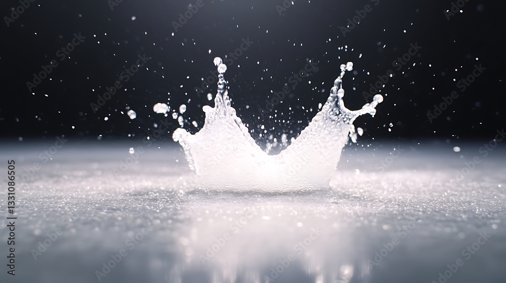 Poster splashing water creates a dynamic, captivating visual effect against a dark background.