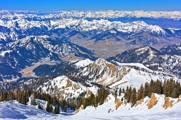 Majestic Alpine Peaks Covered in Snow