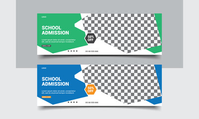 Fototapeta premium Back to school admission cover template.