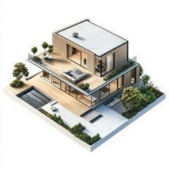 architecture isometric view, small house