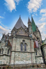 Fototapeta premium Nidaros Cathedral is the name given to the Lutheran cathedral in Trondheim, Norway, a city that was known in the Middle Ages as Nidaros